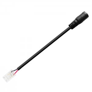 Solderless Clamp-On LED Strip Light to 5.5mm DC Barrel Connector - 8mm COB Strips - 22 AWG
