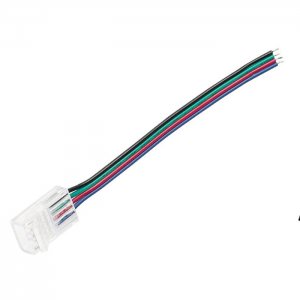 4" Solderless Clamp-On Pigtail Adaptor - 10mm RGB LED Strip Lights