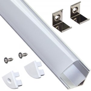 Armacost Aluminum Channel Kit for LED Strips Up To 10mm - Corner Mount - Silver Anodized - 1m - 5-Pack