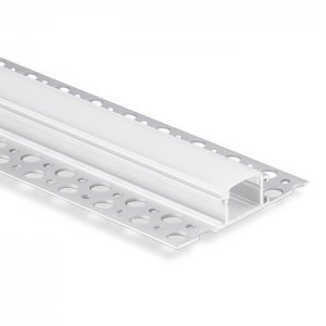 Recessed LED Diffuser Profile With Flanges For Dry Wall - Recessed-Mount - For Strips Up To 15mm - 1m / 2m