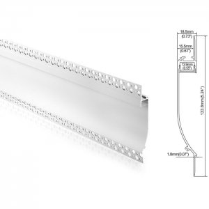 Indirect Light Trimless Recessed LED Strip Channel For 5/8" Gypsum Boards - For Strips Up To 12mm - 1m / 2m