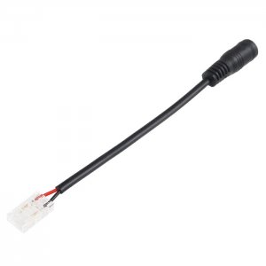 Solderless Clamp-On LED Strip Light to 5.5mm DC Barrel Connector - 10mm Single Color Strips - 22 AWG