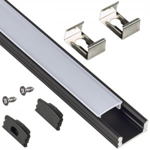 Armacost Aluminum Channel Kit for LED Strips Up To 12mm - Surface Mount - Black Anodized - 1m - 5-Pack