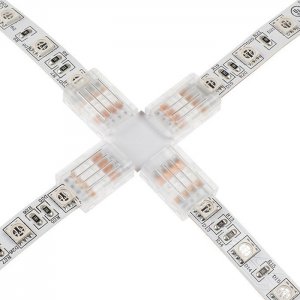 Solderless Clamp-On Cross Connector for 10mm RGB LED Strip Lights