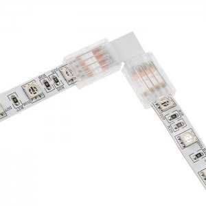 Solderless Clamp-On L Connector for 10mm RGB LED Strip Lights