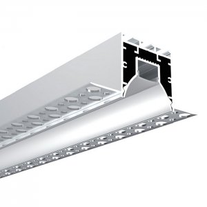 Plasterboard LED Extrusion Profiles With Regressed Cover - Recessed-Mount - For Strips Up To 12mm - 1m / 2m