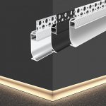 Trimless Plaster-in Black LED Channel For Baseboard Lighting - Recessed - For Strips Up To 10mm - 1m / 2m