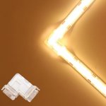 2 Pin 10mm COB LED Strip Connector - Gapless Solderless Unwired Clips COB LED Light Strip Connectors for Non-Waterproof Single Color Led Strip Lights