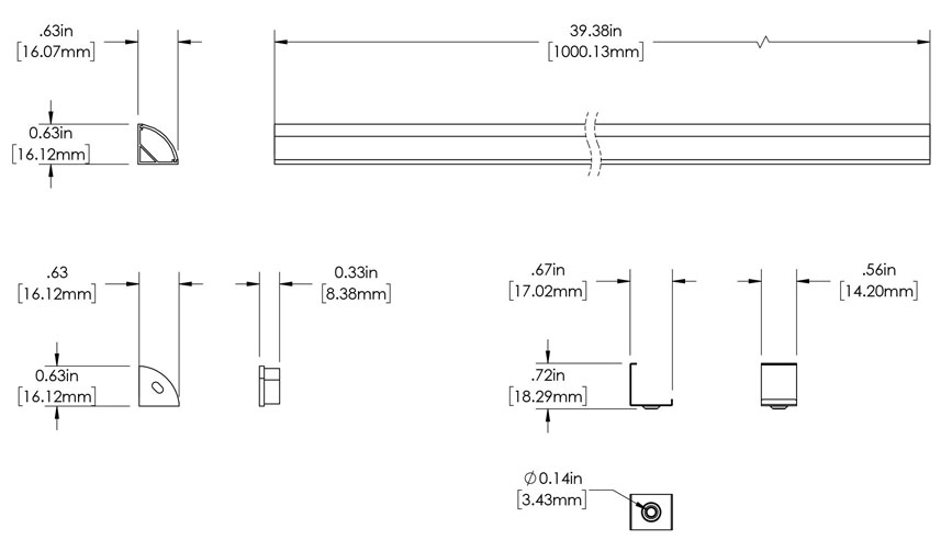 SILER Aluminum Channel - Surface - For Strips Up To 14mm - 1m / 2m