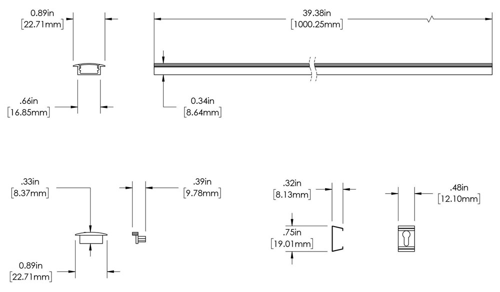 SILER Aluminum Channel - Surface - For Strips Up To 14mm - 1m / 2m