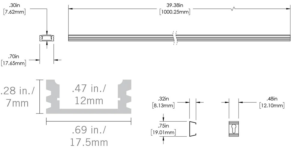 SILER Aluminum Channel - Surface - For Strips Up To 14mm - 1m / 2m