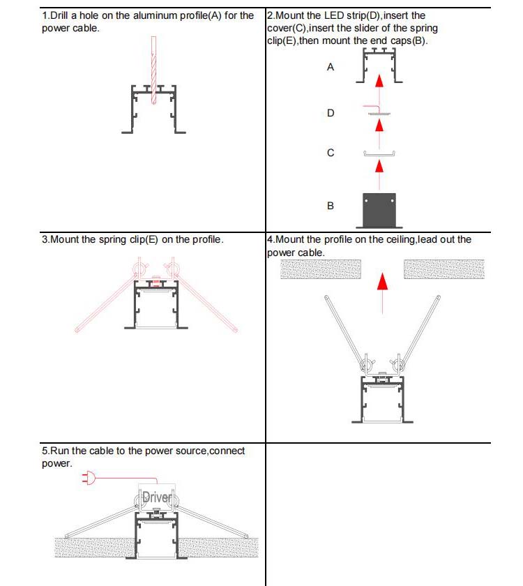 Side Bending Plaster-in LED Strip Channels For Cove Lighting - Recessed-Mount - For Strips Up To 10mm - 1m / 2m