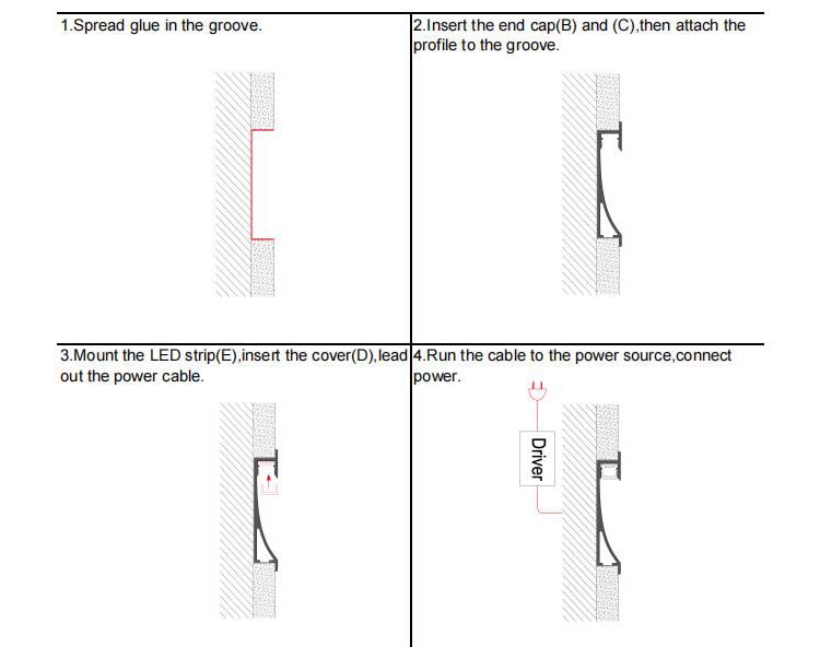Side Bending Plaster-in LED Strip Channels For Cove Lighting - Recessed-Mount - For Strips Up To 10mm - 1m / 2m