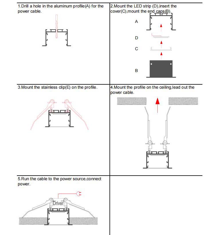 Side Bending Plaster-in LED Strip Channels For Cove Lighting - Recessed-Mount - For Strips Up To 10mm - 1m / 2m