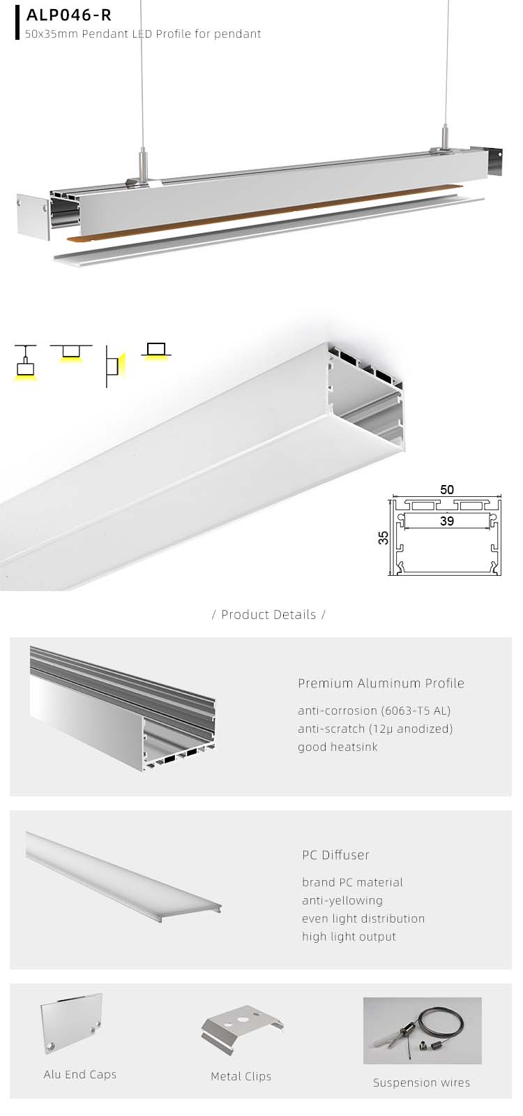Side Bending Plaster-in LED Strip Channels For Cove Lighting - Recessed-Mount - For Strips Up To 10mm - 1m / 2m