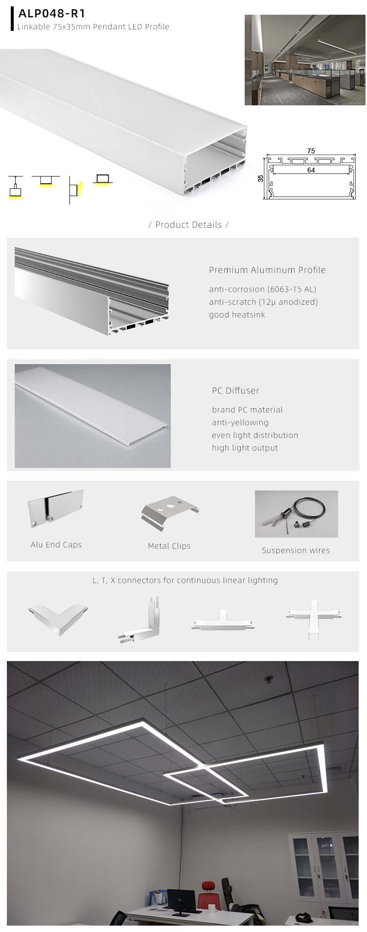 Side Bending Plaster-in LED Strip Channels For Cove Lighting - Recessed-Mount - For Strips Up To 10mm - 1m / 2m