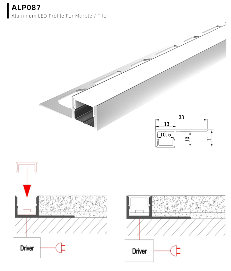 Side Bending Plaster-in LED Strip Channels For Cove Lighting - Recessed-Mount - For Strips Up To 10mm - 1m / 2m
