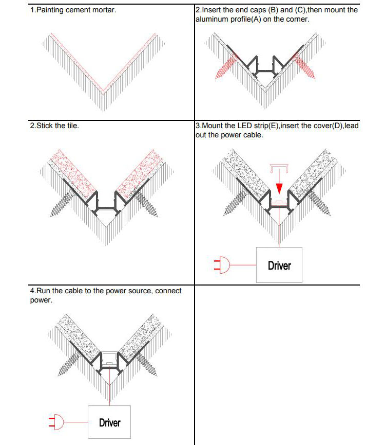 Side Bending Plaster-in LED Strip Channels For Cove Lighting - Recessed-Mount - For Strips Up To 10mm - 1m / 2m