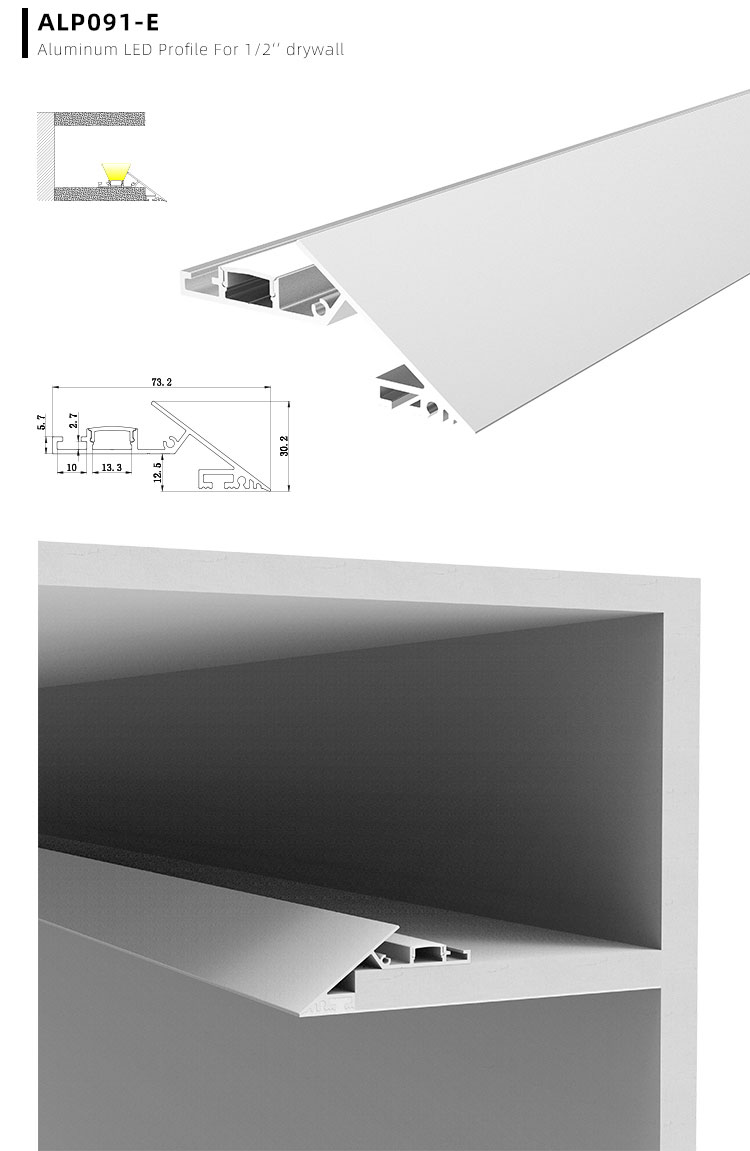Side Bending Plaster-in LED Strip Channels For Cove Lighting - Recessed-Mount - For Strips Up To 10mm - 1m / 2m