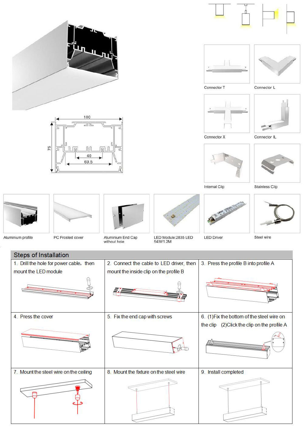 Side Bending Plaster-in LED Strip Channels For Cove Lighting - Recessed-Mount - For Strips Up To 10mm - 1m / 2m