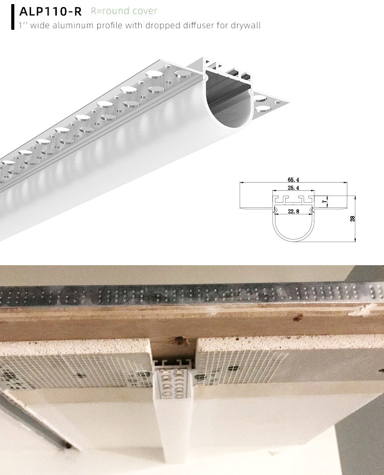 Side Bending Plaster-in LED Strip Channels For Cove Lighting - Recessed-Mount - For Strips Up To 10mm - 1m / 2m