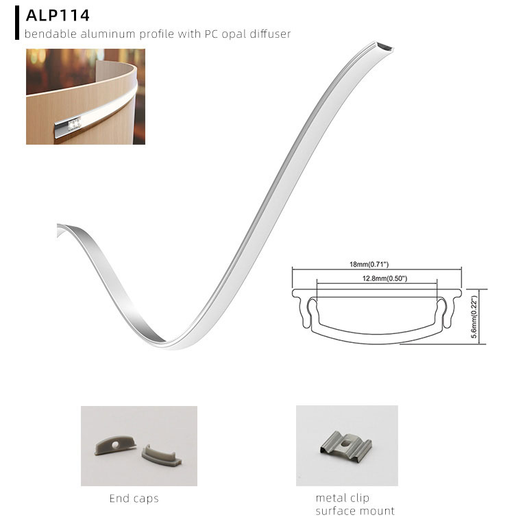 Side Bending Plaster-in LED Strip Channels For Cove Lighting - Recessed-Mount - For Strips Up To 10mm - 1m / 2m