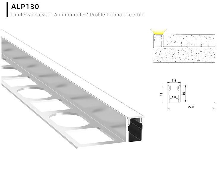 Side Bending Plaster-in LED Strip Channels For Cove Lighting - Recessed-Mount - For Strips Up To 10mm - 1m / 2m