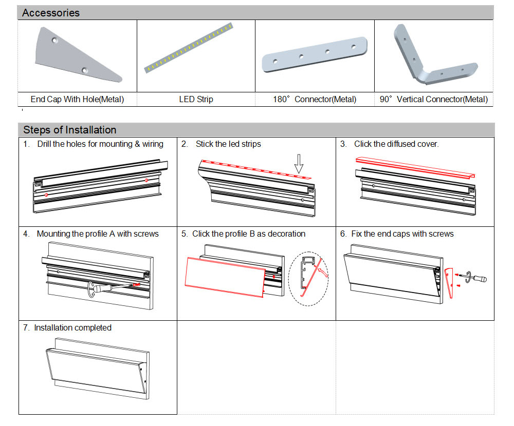 Side Bending Plaster-in LED Strip Channels For Cove Lighting - Recessed-Mount - For Strips Up To 10mm - 1m / 2m