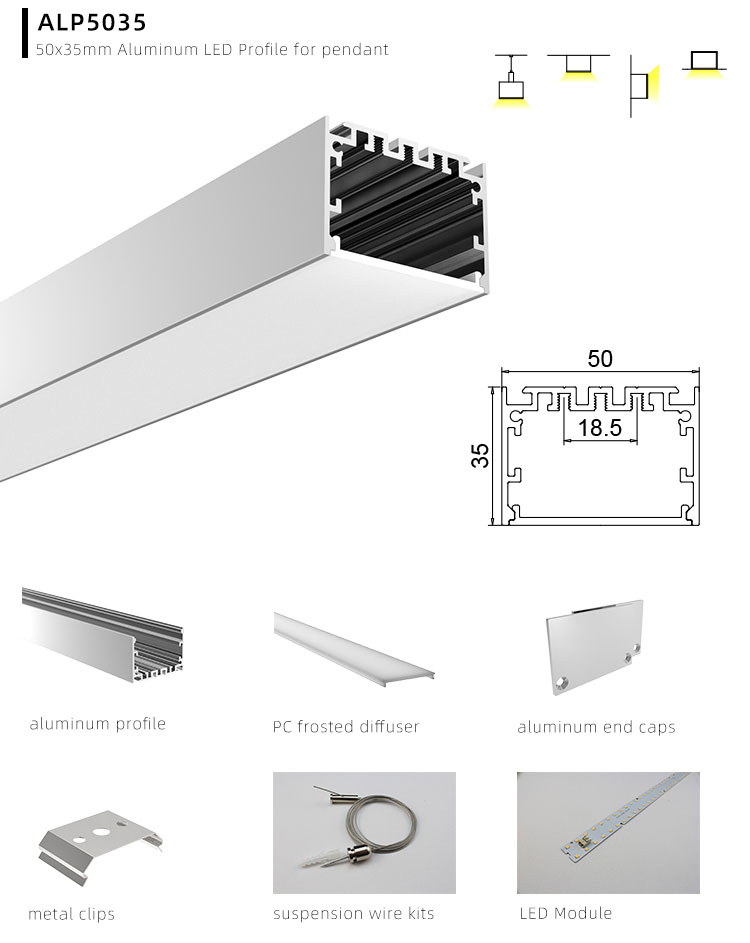 Side Bending Plaster-in LED Strip Channels For Cove Lighting - Recessed-Mount - For Strips Up To 10mm - 1m / 2m