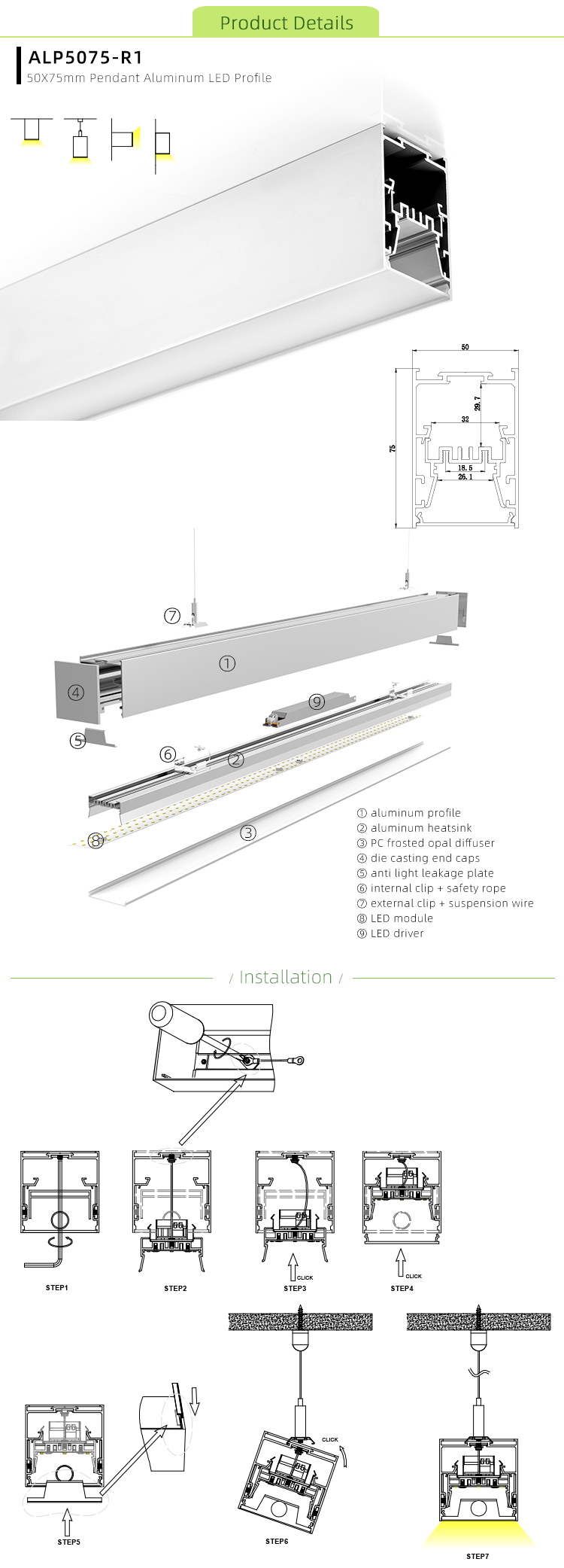 Side Bending Plaster-in LED Strip Channels For Cove Lighting - Recessed-Mount - For Strips Up To 10mm - 1m / 2m