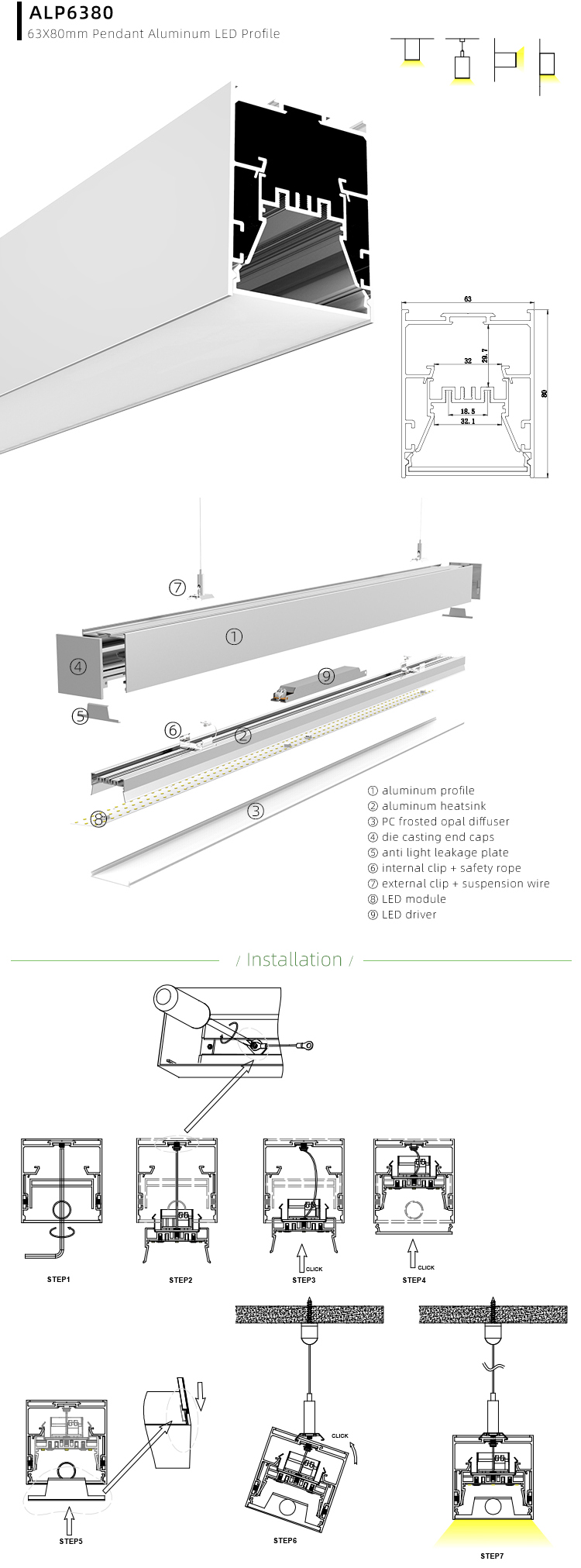Side Bending Plaster-in LED Strip Channels For Cove Lighting - Recessed-Mount - For Strips Up To 10mm - 1m / 2m