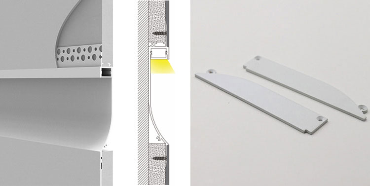 Indirect Light Trimless Recessed LED Strip Channel For 5/8