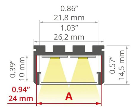 SILER Aluminum Channel - Surface - For Strips Up To 14mm - 1m / 2m