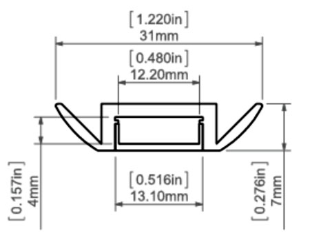 SILER Aluminum Channel - Surface - For Strips Up To 14mm - 1m / 2m